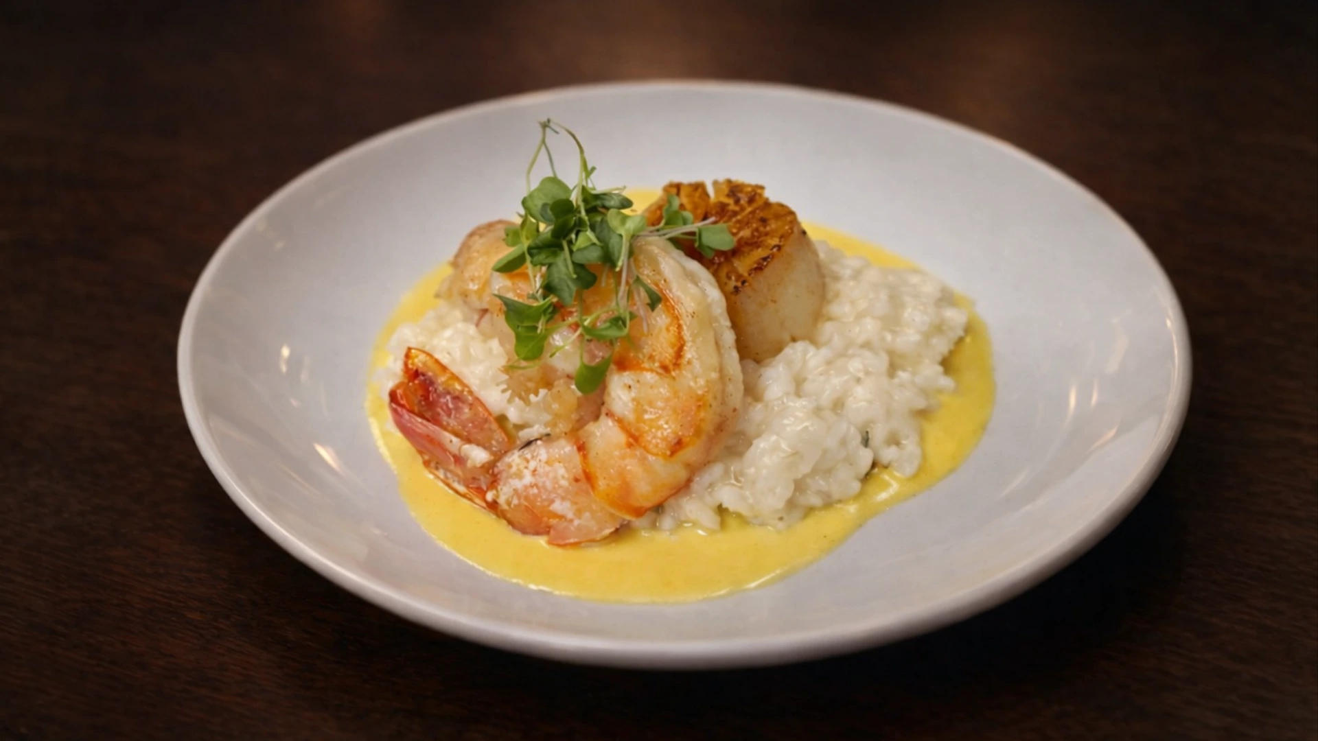 Risotto cremoso de mariscos para catering de Semana Santa alta cocina puertorriqueña -Chef Marisoll Events